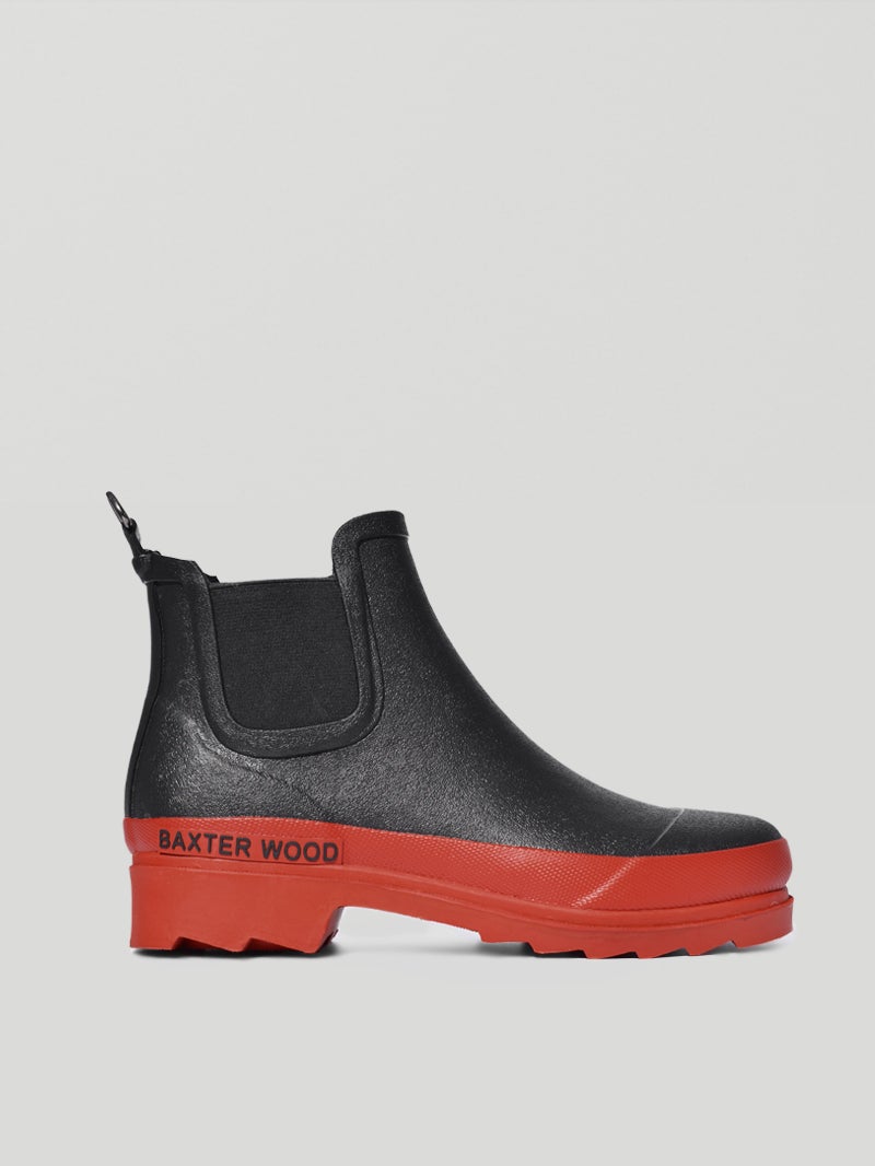 Red Sole Chelsea Boot by Baxter Wood - BLACK/RED