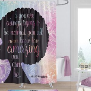 Natural Hair Afro Pink Floral Shower Curtain Black-Owned