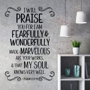 Psalm 139:14 Wall Art Decal Black-Owned