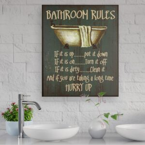 Bathroom Rules Wall Plaque Black-Owned