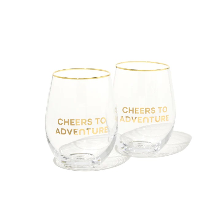 Cheers To Adventure Stemless Wine Glass Set