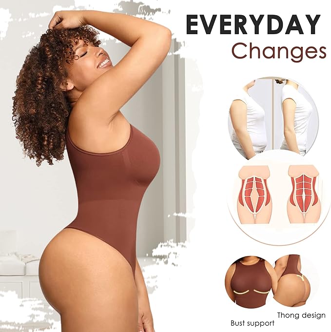 Soo slick Shapewear Bodysuit for Women Tummy Control Tops High Neck  Sleeveless Bodysuit Thong Sculpting with Removable Padding Body Shaper  (Beige X-Small) : Clothing, Shoes & Jewelry 