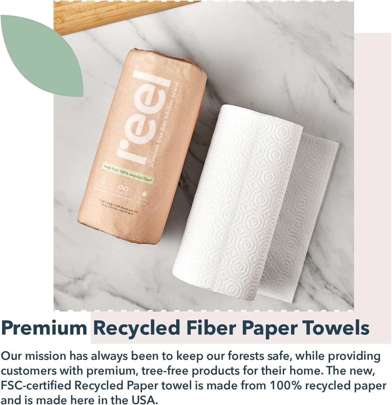 Reel Premium Recycled Paper Towels- 12 Rolls 